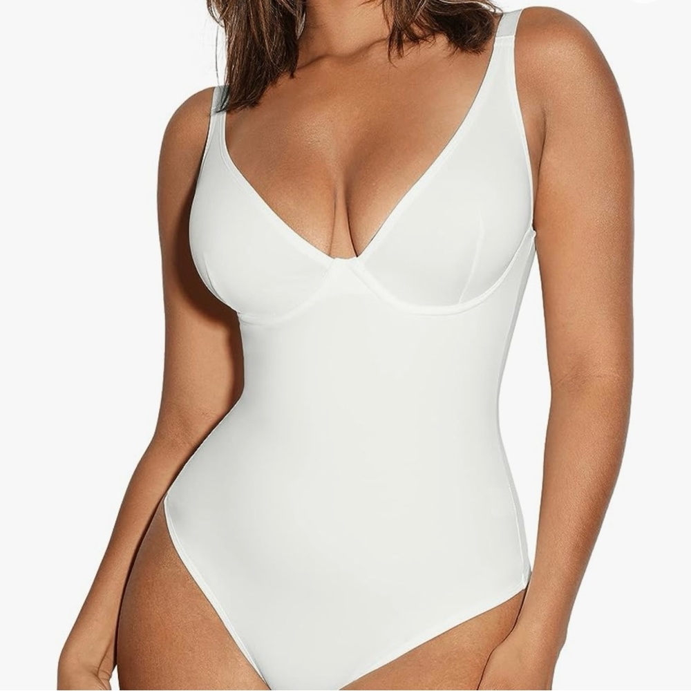 Shapewear Bodysuit with Tummy Control Deep V Neck Thong